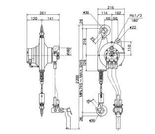 AH型氣動(dòng)葫蘆尺寸圖 AH型氣動(dòng)葫蘆尺寸圖