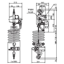 ATC型氣動葫蘆尺寸圖 ATC型氣動葫蘆尺寸圖
