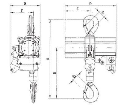 諾力頓氣動葫蘆尺寸圖 諾力頓氣動葫蘆尺寸圖
